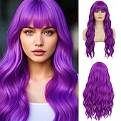 Недорогие Карнавальные парики-Карнавальный парик 2026 Фиолетовый Зеленый Оранжевый Кудрявый Волнистый Длинные Синтетический фестивальный парик Вторник на масляной неделе Парад Волосы для косплей-костюма для Женский