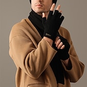 preiswerte Schals &amp; Handschuhe für Männer-Herren 1 Paar Halbfinger Winterhandschuhe Gestrickte Handschuhe Fingerlose Handschuhe Sport Mode Sport &amp; Outdoor Handschuhe Thermowarm Einfarbig Herbst Schwarz Braun Grau