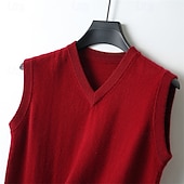 Χαμηλού Κόστους Ανδρικό μάλλινο πουλόβερ-Ανδρικό γιλέκο από κασμίρ υψηλής ποιότητας με λαιμόκοψη V από καθαρό μαλλί, κλασικό πλεκτό πουλόβερ, απαλό, ζεστό, αναπνεύσιμο