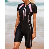 economico Rash Guards Interi-Per donna Rash Guard completo per il corpo Costume da surf intero Boyleg Color-blocking con reggiseno incorporato Controllo addominale Manica Corta Costume da Bagno Surf Canoa Snorkeling Primavera