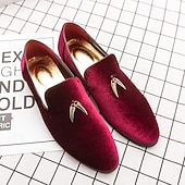 economico Mocassini-mocassini da uomo in velluto bordeaux - eleganti scarpe slip-on con tessuto lussuoso, perfette per eventi formali, matrimoni e occasioni eleganti