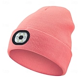 olcso Beanie fejhallgató-Kötött Fejlámpás Sapka Új Kültéri LED Világító Sapka USB Újratölthető 1.5-3W Áramellátás Gombvezérlés Type-C Töltés Éjszakai Kerékpározáshoz és Futáshoz Fejfedő Valentin-napi ajándék