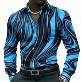 economico Geometrica-Per uomo Geometrico Marmo Arte liquida astratta Camicia Camicia con Bottoni Manica Lunga Moda Casual All'aperto Abbigliamento Quotidiano Primavera Autunno Collo ripiegato Stampa 3D camicie con