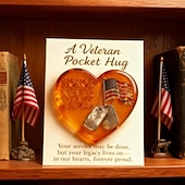 economico 250° Anniversario degli Stati Uniti-Abbraccio tascabile per veterani, l'onore non svanisce mai, biglietto di ringraziamento, gettone militare per veterani a forma di cuore con bandiera americana &amp;piastrine per cani, Natale &amp;regalo per