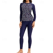 billige One Pieces Rash Guards-Dame Rash-guard Badedrakt Badetøy Badetøy Mørkeblå UV Beskyttelse Midjekontroll Surfing Kanopadling Snorkling Vår