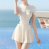 baratos Surfistas Tankinis &amp; Bikinis-Mulheres Anti Atrito Roupa de banho Roupa de Banho Roupa de Banho Preto Branco Proteção UV Compressão abdominal Surfe Canoagem Snorkeling Verão