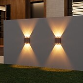baratos Candeeiros Luzes de Exterior-Conjunto de 4 luminárias solares de parede para exterior, à prova d'água, para pátio, jardim, varanda, cerca ou alpendre, ideais para decoração de Natal e feriados.