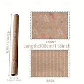 זול אריזת מתנה-גליל אחד של נייר עטיפה גדול לחג המולד באורך 118 אינץ&#039; - נייר קראפט דו-צדדי בצבע חום בהיר עם פתיתי שלג אדומים/ירוקים/זהובים, פעמוני סוכריות על מקל, איילים וטקסט &quot;חג מולד שמח&quot;.