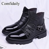 economico Stivaletti alla caviglia-stivali da uomo in similpelle marrone con cinturino – design alla moda con dettagli in fibbia, perfetti per uscite informali, moda invernale e abbigliamento outdoor