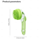 baratos Ferramentas de Banho-Escova de banho para cães com dispensador de sabonete, escova de massagem para shampoo com cabo longo para uso no chuveiro e limpeza diária.