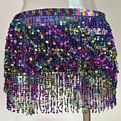 cheap Belly Dancewear-Samba Dancewear Belly Dance Performance Costume Sequin Tassel Hip Scarf Bead Waist Chain Indian Dance Performance Waist Scarf.l Performance Costume