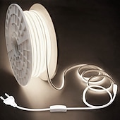 cheap LED Strip Lights-AC 220V COB LED Strip Lights Outdoor Waterproof IP65 White Super Bright 10W/M CRI 80 LED Rope Light With switch plug