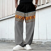 cheap Men's Printed Sweatpants-Men's Bull Ethnic Indian Culture Sweatpants Trousers Casual Pants Mid Waist Casual Vintage Retro Outdoor Hunting Workout Elastic Drawstring Waist Straight Leg Pants with Pockets Spring Fall 3D Print
