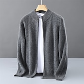 cheap Men's Wool Sweater-Men's Premium Pure Wool Cashmere Cardigan Sweater Classic Knit Zip Up Soft Warm Breathable