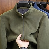 abordables Sweat à capuche en polaire-Homme Sweat-shirt Sweat zippé Sweat-shirt zippé Sweat-shirt en polaire Sweat-shirt entièrement zippé Bleu Noir Jaune Vert Gris Col montant Uni Sport &amp; Loisir Quotidien Fête Polyester Streetwear