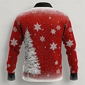 economico Costume di Natale-Natale Per uomo Costume di Natale Colletto finto e design del vestito Camicia da smoking stampata con cravatta Camicia Camicia con Bottoni Manica Lunga Divertente All'aperto Ferie Primavera Autunno