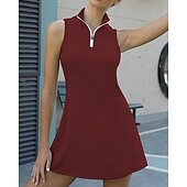 billiga Kvinnors klänning-Dam Solid färg Tennisklänning Sportklänning Snabb tork Elastisk Andningsfunktion Tennis Träning Löpning Dragkedja Klänningar Svart Vit Rosa Tenniskläder