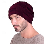 tanie Czapka typu beanie-Męskie Dla obu płci Czapka Beanie Czapki zimowe Czapki Dzianinowy kapelusz Czapka zimowa Czarny Wino Poliester Dzianiny Oddychający Wygodny Dzienne zużycie Wyjściowe Jednolity/zwykły kolor Ciepłe