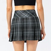 זול חצאיות וחצאיות קצרות לנשים-בגדי ריקוד נשים משובץ / משבצות אחיד חצאית קז'ואל חצאית טניס חצאיות קפלים חצאית ספורט אלסטי תומך זיעה נושם טניס פיקלבול יוגה תחתיות שחור לבן צהוב בגדי טניס