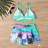 levne Tankiny-Dámské Plavky 2 ks Sukně Plavky Volány Volná záda prázdniny Oblečení na pláž Květinový Do V Bez rukávů Plavky