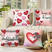 cheap Textured Throw Pillows-Pink Heart Letter Pillowcase Set Double Sided Print Valentine Day Decorative Cushion Covers for Living Room Sofa Throw Pillows Romantic Home Decor