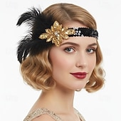 abordables Accessoires et plus-Années Folles Années 1920 Serre Tête Flapper Coiffure Accessoires pour Cheveux Gatsby le Magnifique Fille Flapper Plume Déguisement Femmes Noël Carnaval Mascarade Soirée à thème rétro Danse Charleston