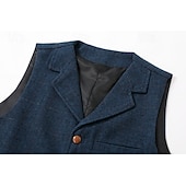 cheap Men's Waistcoat-Men's Vest Tweed Vest Waistcoat Vintage Fashion Spring &amp;  Fall Buttons Wool Blend Comfortable Plain Single Breasted V Neck Regular Fit Deep Green Navy Dark Gray Light Grey Vest