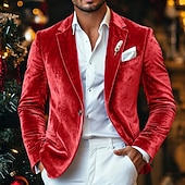 billige Herre Klassiske Blazere-Herre Vinterfrakk Fløyelsblazere Formell Festkveldsklær Fest Klassisk Høst Høst vinter 100% Polyester Fløyel Helfarge Enkelt Brystet Enn-knapp Blazer Rød Kongeblå Lilla Grønn