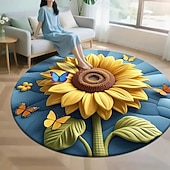 ieftine Covorase de zonă-Covor de zonă cu imprimeu plat 2D, seria floarea-soarelui, covor din catifea cristalină pentru sufragerie, canapea, masă de cafea, dormitor, noptieră, dressing, husă decorativă moale pentru podea
