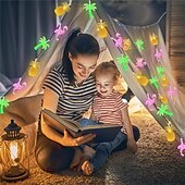 ieftine Fâșii LED-Șnur luminos tropical cu LED-uri, modele de ananas, flamingo, palmieri, luminițe de zână alimentate de baterii AA pentru decorul camerei, iluminat festiv multicolor, iluminat ambiental tematic ideal,