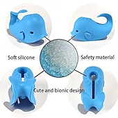 abordables Limpiando suministros-Cubierta de grifo de bañera de silicona con forma de ballena: suave, duradera y segura para los más pequeños, azul &amp;Opciones grises, ideales para la seguridad del baño y el tiempo de juego, cubierta