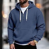 economico felpe con cappuccio da uomo di base-Per uomo Felpa con cappuccio Felpa con cappuccio a nido d'ape Felpa con cappuccio e zip corta Blu marino Grigio chiaro Grigio scuro Azzurro Con Cappuccio Semplice Tasca a marsupio Testurizzato Sport
