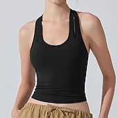 Χαμηλού Κόστους Γυναικείο πουκάμισο-Γυναικεία Μονόχρωμο Αμάνικο τοπ Αθλητική μπλούζα Ενσωματωμένο σουτιέν Προστασία UV Γρήγορο Στέγνωμα Ελαστικό Αναπνέει Τέννις Αθλητικά Τρέξιμο Μπολύζες Μαύρο Λευκό Βυσσινί Ρούχα τένις