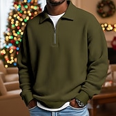 economico Natale-Per uomo Magliette Polo a Nido d'Ape Testurizzato All'aperto Casual Zip a un quarto Manica Lunga Moda Moderno Tinta unica Testurizzato Lavorato a maglia Primavera &amp; Autunno Tutte le stagioni
