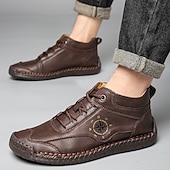 economico Stivaletti alla caviglia-sneakers da uomo in similpelle marrone con lacci: eleganti e versatili, ideali per il lavoro, l'abbigliamento casual e le attività all'aperto