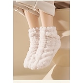 economico calzini da casa-Calzini invernali caldi da notte per donna e uomo, foderati in pile spesso, calzini anti-freddo in peluche, morbidi e comodi, antiscivolo, a metà polpaccio