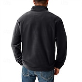 cheap Basic Sweatshirts-Men's Sweatshirt Fleece Sweatshirt Pullover Quarter Zip Sweatshirt Black Army Green Navy Blue Khaki Dark Gray Half Zip Plain Casual Daily Sports &amp; Outdoor Polyester Streetwear Basic Casual Fall