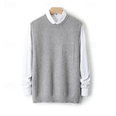 economico Maglioni di lana da uomo-maglione girocollo da uomo in pura lana e cashmere di alta qualità, classico, morbido, caldo e traspirante