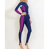 cheap One Pieces Rash Guards-Women's Full Body Rash Guard One Piece Surfing Suit Color-blocking with Built in Bra  UPF 50+ Tummy Control Long Sleeve Diving Suit Surfing Canoeing Snorkeling Winter