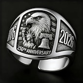  250th Anniversary Eagle Ring, Patriotic Gift, Vintage Open Eagle Ring, Electroplated Copper / Sterling Silver, Adjustable Statement Ring for Couples, Retro Style Semiquincentennial