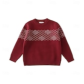 economico maglione pullover da uomo-Per uomo Maglioni di Natale Maglione Maglione Fair Isle Maglione a maglia A Coste Maglia Top Regolari Lavorato a maglia Plaid Girocollo Vintage Moda Natale Vacanza Abbigliamento Autunno Inverno Rosso