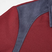 tanie Koszulka z dzianiny waflowej-Męskie Koszulka waflowa Koszula Henley z waflami Koszule męskie z łatkami na łokciach Długi rękaw Klapa Quarter Zip Jesień Zima Jednokolorowe Moda Podstawowy Codzienny Kieszenie Niejednolita całość