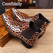 cheap Chelsea Boots-Men's Brown Leopard Print Chelsea Boots – Trendy and Bold Design, Ideal for Casual Wear, Street Style and Fashion-forward Occasions