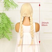 baratos Perucas Sintéticas sem Touca-Perucas sintéticas Crochê Entrançado Parte do meio Trança Peruca 24 polegadas Dourado Suave Cabelo Sintético 24 polegada Mulheres Macio Confortável Loiro