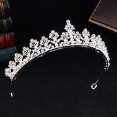 cheap Tiaras &amp; Crowns-Crown Tiaras Headdress Alloy Wedding Birthday Elegant Cute With Rhinestone Pearl Headpiece Headwear