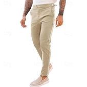 voordelige Dun-Voor heren Broek Pakken Chino broek Vrijetijdsbroek Zak Effen Comfort Zacht Volledige lengte Feest liiketoiminta Dagelijks Vakantie Modieus Zwart Marineblauw Micro-elastisch