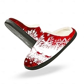 economico Ciabatte e infradito da uomo-pantofole da uomo con slitta natalizia - scena invernale con Babbo Natale e renne, comode pantofole foderate in pile per il comfort durante le vacanze, il relax e le occasioni festive
