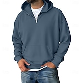 economico felpe con cappuccio da uomo di base-Per uomo Felpa con cappuccio Felpa con cappuccio e zip corta Blu Vino Verde Grigio Azzurro Con Cappuccio Semplice Tasca Quotidiano Sport &amp; Outdoor Ferie Streetwear Essenziale Casual Primavera Autunno