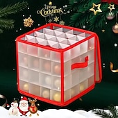 abordables Stockage de Noël-Boîte de rangement pour décorations de Noël avec 64 compartiments, fermeture éclair, en plastique vinyle, avec poignée, idéale pour ranger les petites décorations de fêtes.