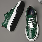 tanie Casualowe sneakersy-męskie zielone trampki ze sztucznej skóry – stylowe i wytrzymałe, idealne na co dzień, na niezobowiązujące wyjścia i do modnego stylu ulicznego